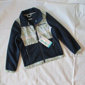 Hooey Youth Girls Lightweight Fleece Tech Full Zip Jacket - Navy Floral